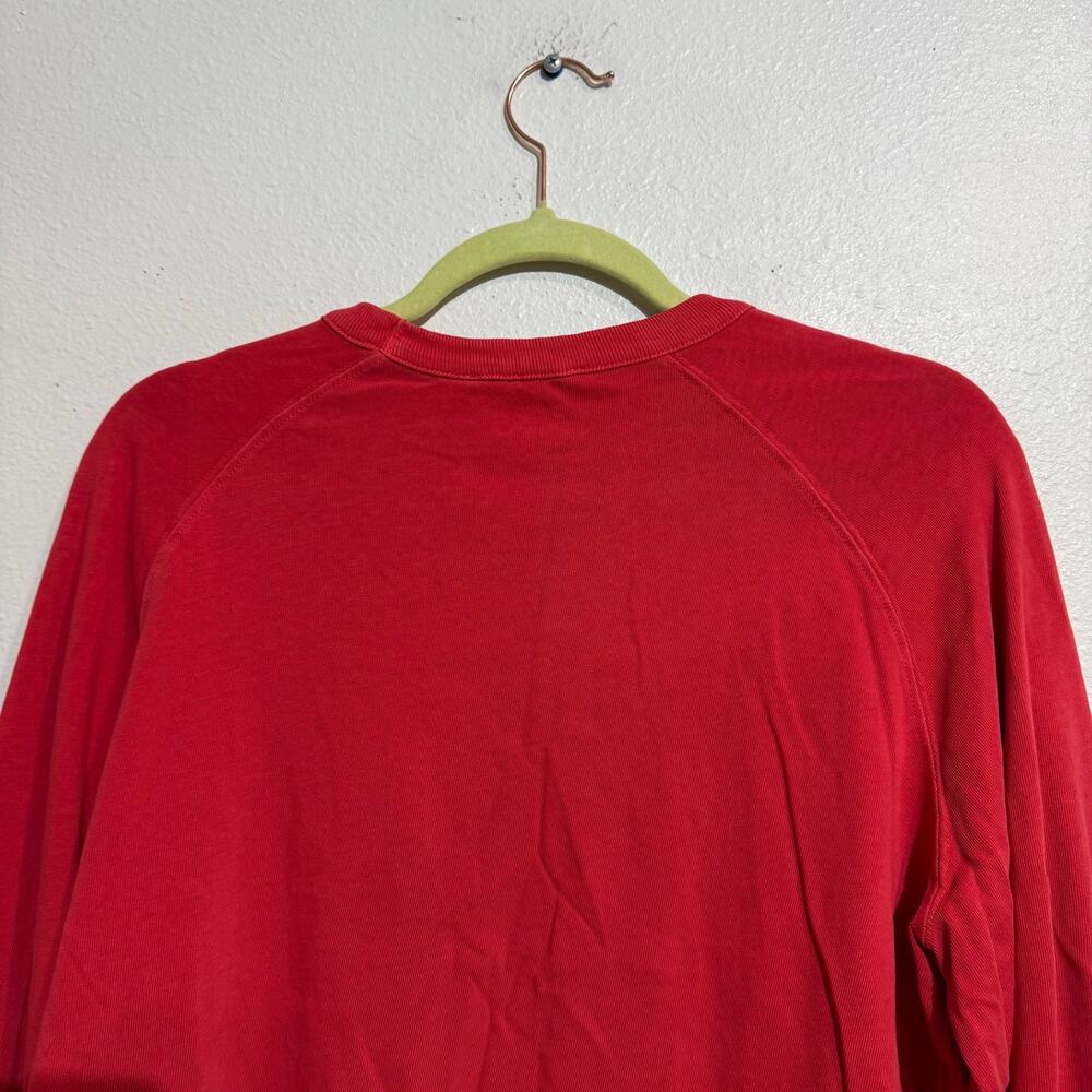 Madewell Coral Red Garment-Dyed Raglan Long Sleeve Sweatshirt Top Sz S - Picture 7 of 9